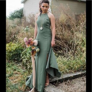 Ryland by Amsdale bridesmaid dress olive
